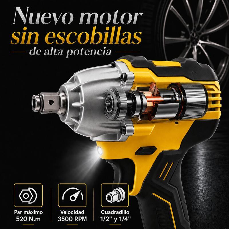 Kit Herramientas Inalámbricas 20V, Taladro + Llave de Impacto  2 Baterías