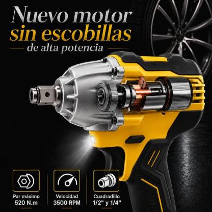 Kit Herramientas Inalámbricas 20V, Taladro + Llave de Impacto  2 Baterías