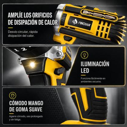 Kit Herramientas Inalámbricas 20V, Taladro + Llave de Impacto  2 Baterías