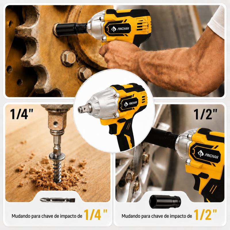 Kit Herramientas Inalámbricas 20V, Taladro + Llave de Impacto  2 Baterías