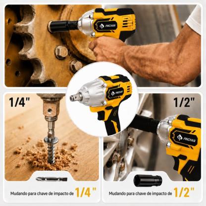 Kit Herramientas Inalámbricas 20V, Taladro + Llave de Impacto  2 Baterías