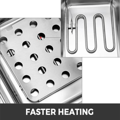 【VEVOR Rebajas de Verano】VEVOR Freidora comercial 12L, eléctrica 5000W, doble cuba, YB 82 Dual Tank, freidora eléctrica de mesa, acero inoxidable, patatas fritas, para uso comercial