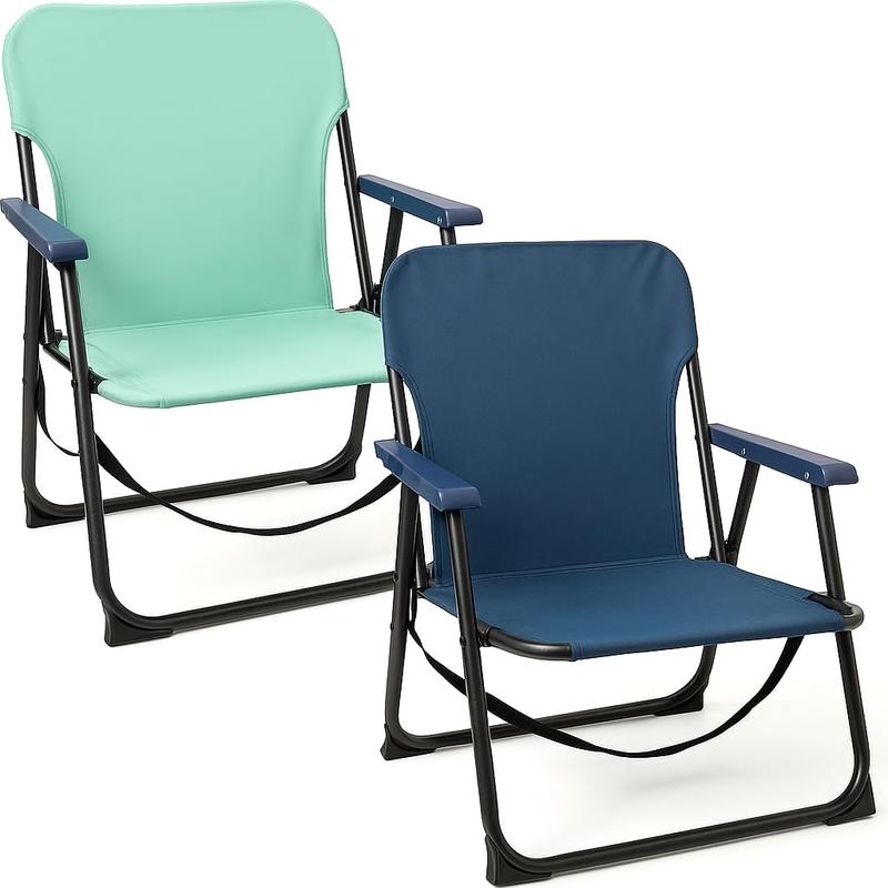 Pack 2 Silla Playa Plegable  Sillas Playa | Ligera y Resistente | con Asa de Transporte | Color Azul y Turquesa | Medidas 54x54x25/63 cm | Peso Máximo 120 Kg