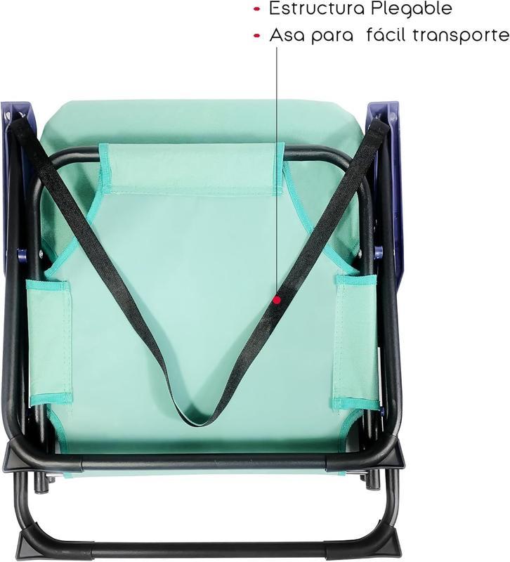 Pack 2 Silla Playa Plegable  Sillas Playa | Ligera y Resistente | con Asa de Transporte | Color Azul y Turquesa | Medidas 54x54x25/63 cm | Peso Máximo 120 Kg