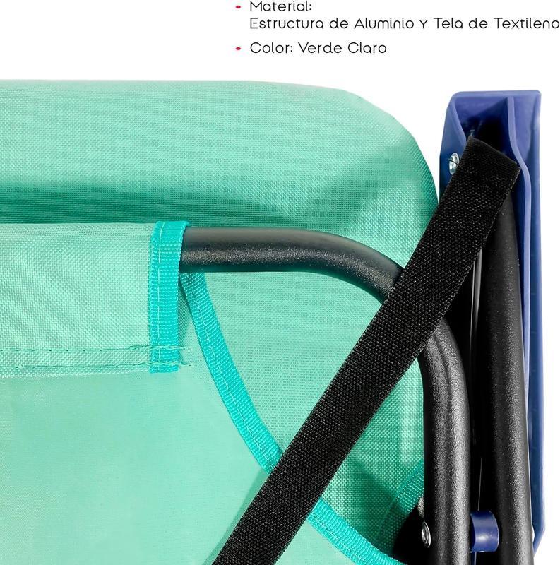 Pack 2 Silla Playa Plegable  Sillas Playa | Ligera y Resistente | con Asa de Transporte | Color Azul y Turquesa | Medidas 54x54x25/63 cm | Peso Máximo 120 Kg