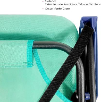 Pack 2 Silla Playa Plegable  Sillas Playa | Ligera y Resistente | con Asa de Transporte | Color Azul y Turquesa | Medidas 54x54x25/63 cm | Peso Máximo 120 Kg