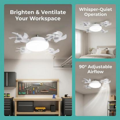 MREGB 2026 Nueva lámpara con ventilador para casquillo, ventilador de techo con luz y mando a distancia, ventilador-bombilla LED 2 en 1 (casquillo E27) de intensidad regulable, ventilador de refrigeración ultrasilencioso y de bajo consumo para dormitorio,