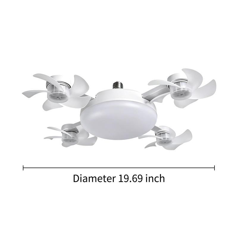 MREGB 2026 Nueva lámpara con ventilador para casquillo, ventilador de techo con luz y mando a distancia, ventilador-bombilla LED 2 en 1 (casquillo E27) de intensidad regulable, ventilador de refrigeración ultrasilencioso y de bajo consumo para dormitorio,