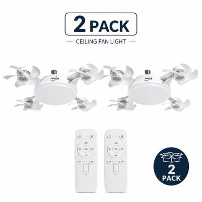 MREGB 2026 Nueva lámpara con ventilador para casquillo, ventilador de techo con luz y mando a distancia, ventilador-bombilla LED 2 en 1 (casquillo E27) de intensidad regulable, ventilador de refrigeración ultrasilencioso y de bajo consumo para dormitorio,
