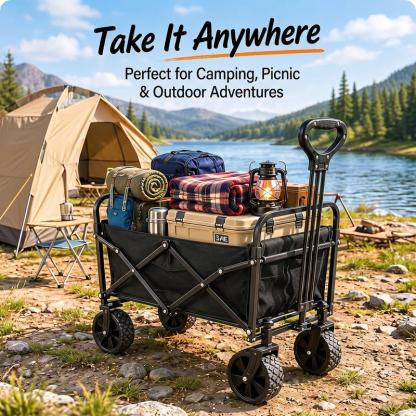 DealsforYouDays] Carrito plegable WeCharmer con compuerta trasera, capacidad de 350 libras; carrito utilitario ligero y portátil para compras, acampada, deportes y jardinería.