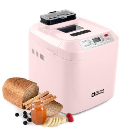 Máquina automática para hacer pan (hasta 2 libras), 12 programas en 1, con dispensador automático de frutas y frutos secos, temporizador de 13 horas, función de mantener caliente (1 hora), opción sin gluten y 3 niveles de tostado de corteza.
