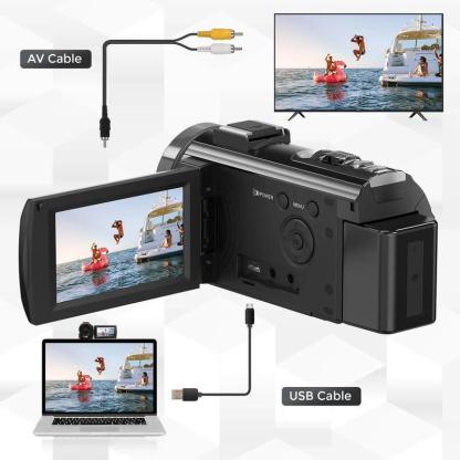 Cámara DVC, grabadora de vídeo Full HD 1080P, videocámara portátil con pantalla LCD TFT de 3 pulgadas, pantalla IPS giratoria de 270°, mando a distancia y tarjeta de memoria de 32 GB, cámara para vlogging.