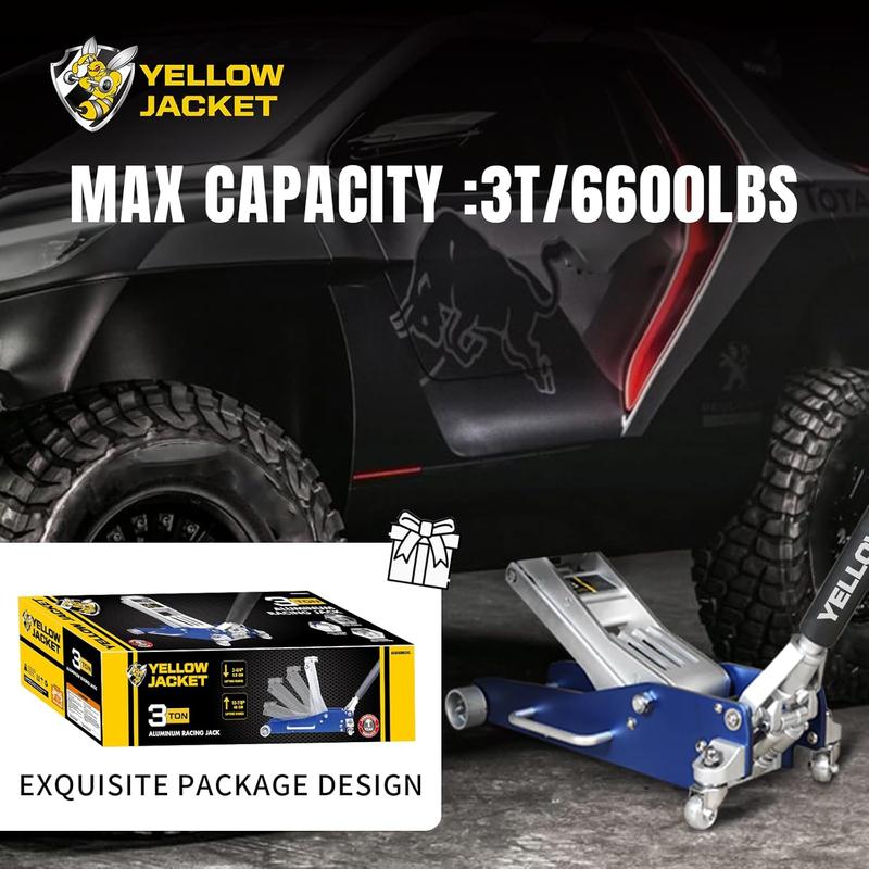 3 Ton Floor Jack Full Aluminum Ultra Lightweight Quick Rise Racing Floor Car Jack with Dual Pump Fast Lifting Low Profile Jack for Vehicle,6600 lbs Capacity