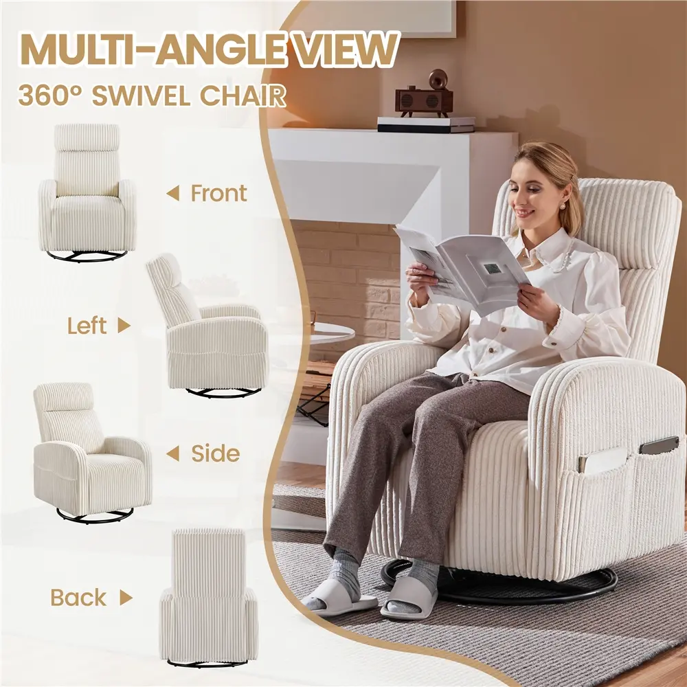 Sillón mecedor y giratorio de pana para guardería Yaheetech
