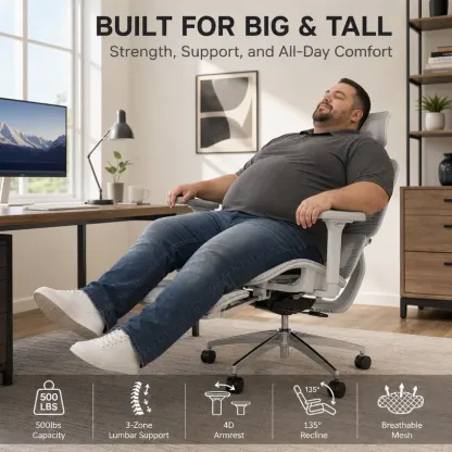 Silla de oficina comercial ergonómica de respaldo alto: reposabrazos ajustables en 6D, respaldo de malla de alta elasticidad, soporte lumbar de 3 zonas, asiento acolchado grueso, asiento ajustable ergonómicamente.