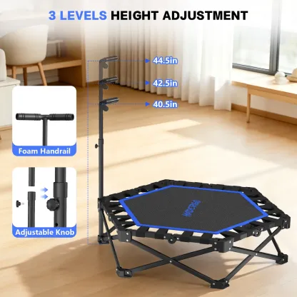 HXD-ERGO Mini Trampoline for Adults 460lbs w/ Bar Handlebar