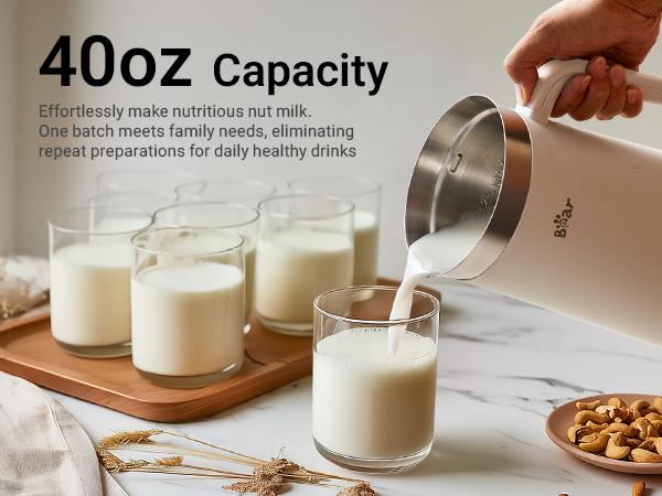 Bear 8-in-1 Nut Milk Maker Machine, 40oz/1.2L Multifunctional Juicer Machine with Self-Clean, 12H Timer Delay, 6H Keep Warm, Touchscreen 1-Touch Operation for Homemade Oat Milk, Soup, Kitchen Household Products,&nbsp; juicer machine, Almond Milk Maker, Kitchen