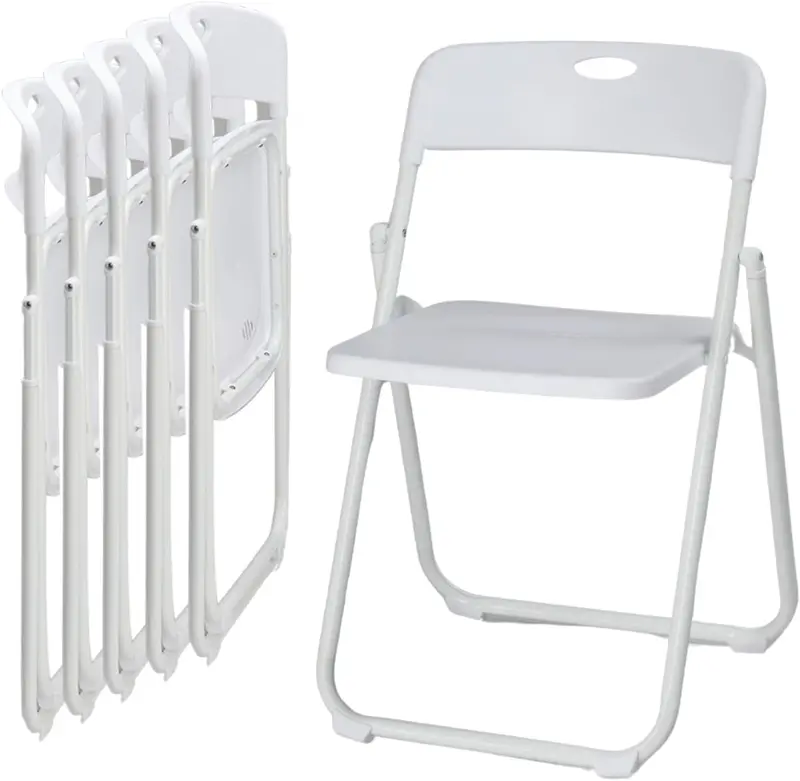 Juego de 10 sillas plegables de plástico ligero (capacidad de 300 libras) con estructura metálica reforzada; fáciles de plegar y almacenar, aptas para uso en interiores y exteriores (bodas, fiestas, salas de reuniones, patios y jardines). Disponibles en s