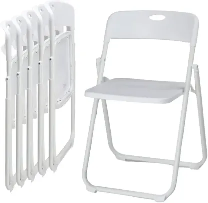 Juego de 10 sillas plegables de plástico ligero (capacidad de 300 libras) con estructura metálica reforzada; fáciles de plegar y almacenar, aptas para uso en interiores y exteriores (bodas, fiestas, salas de reuniones, patios y jardines). Disponibles en s