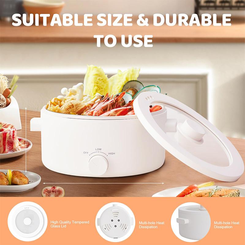 olayks Hot Pot Electric,2L Portable Electric Pot with Ceramic Non-stick Coating, Dual Power Multi-functional Romen Cooker for Steak, Pasta, Hot Pot, Ramen, Quick Heating and Overheat Protection Multi-Cooker Pressure Steamer,home essentials Steamboat Pot M
