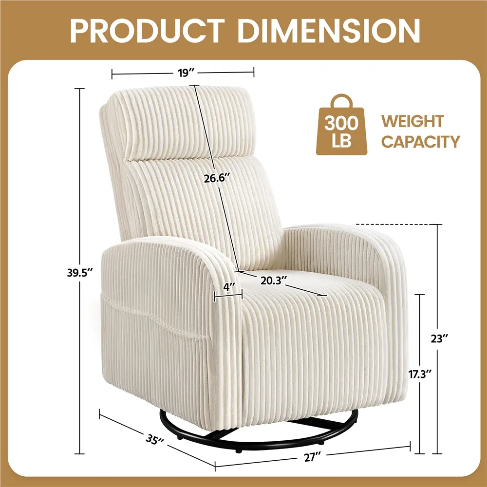 Sillón mecedor y giratorio de pana para guardería Yaheetech