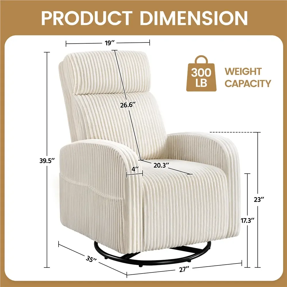 Sillón mecedor y giratorio de pana para guardería Yaheetech