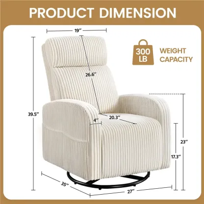Sillón mecedor y giratorio de pana para guardería Yaheetech