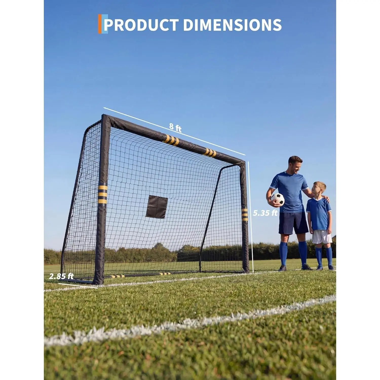 Portería de fútbol profesional: diseño resistente a la intemperie y con acolchado de espuma. Portería de fútbol para exteriores con red de malla cerrada para niños y adultos, pared de tiro de alta calidad para juegos recreativos y entrenamiento.