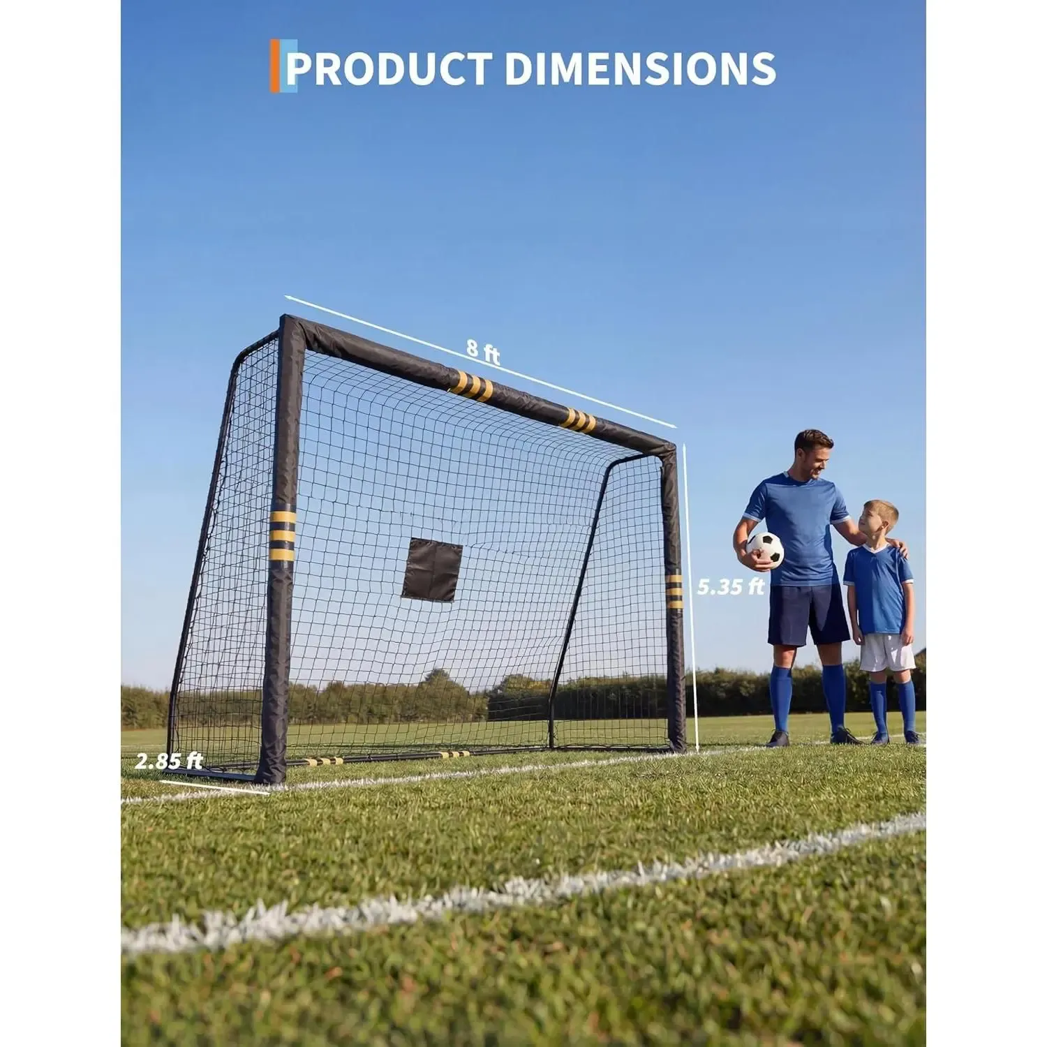 Portería de fútbol profesional: diseño resistente a la intemperie y con acolchado de espuma. Portería de fútbol para exteriores con red de malla cerrada para niños y adultos, pared de tiro de alta calidad para juegos recreativos y entrenamiento.