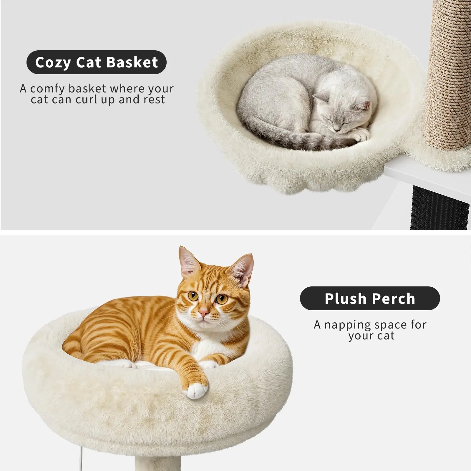 Casa moderna para gatos 2 en 1 con torre y espacio cerrado para el arenero