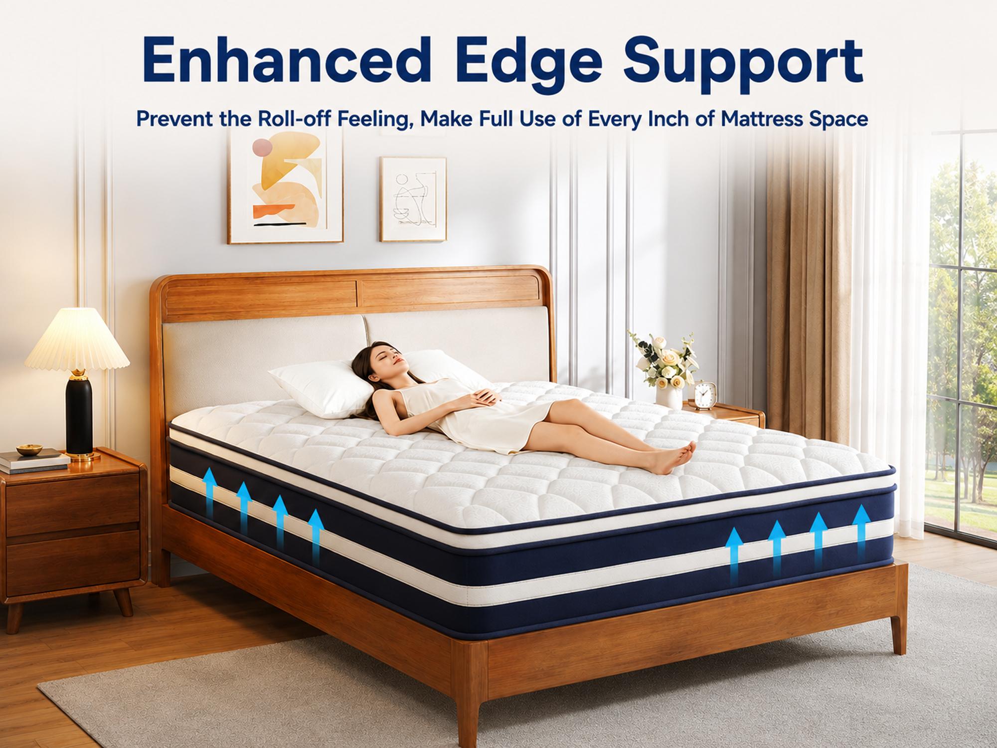 10/12/14 Inch Twin/Full//Queen/King , Fiberglass-Free Hybrid Mattress in a Box (Queen Size), Memory Foam & Pocket Spring, Pressure Relief, Motion Isolation, Zoned Back Support, Breathable Knit Cover, Soft Comfortable Black Mattress, Queen Size mattress