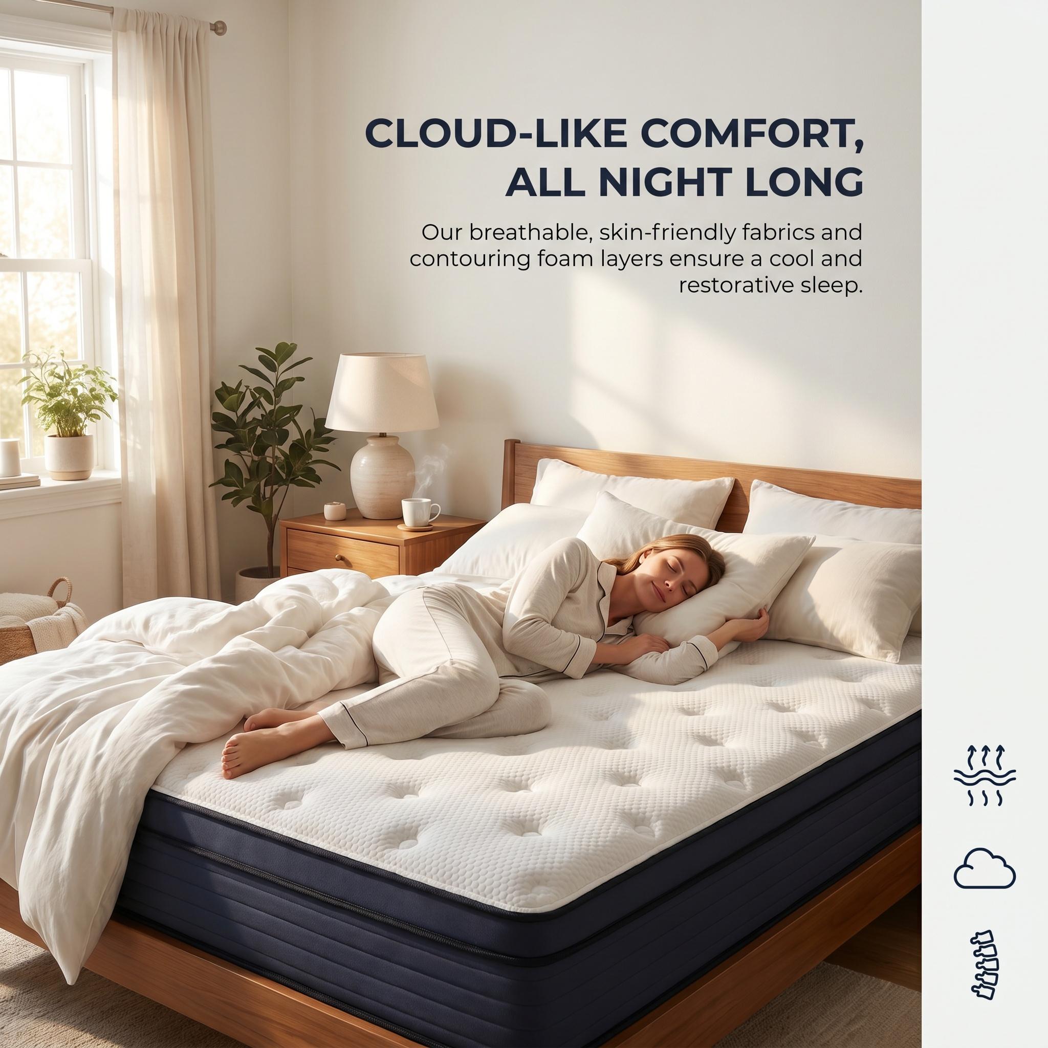 10/12/14 Inch Memory Mattress with Independent Springs, Provides Pressure Relief, Motion Isolation and Firm Edges, Medium Firm