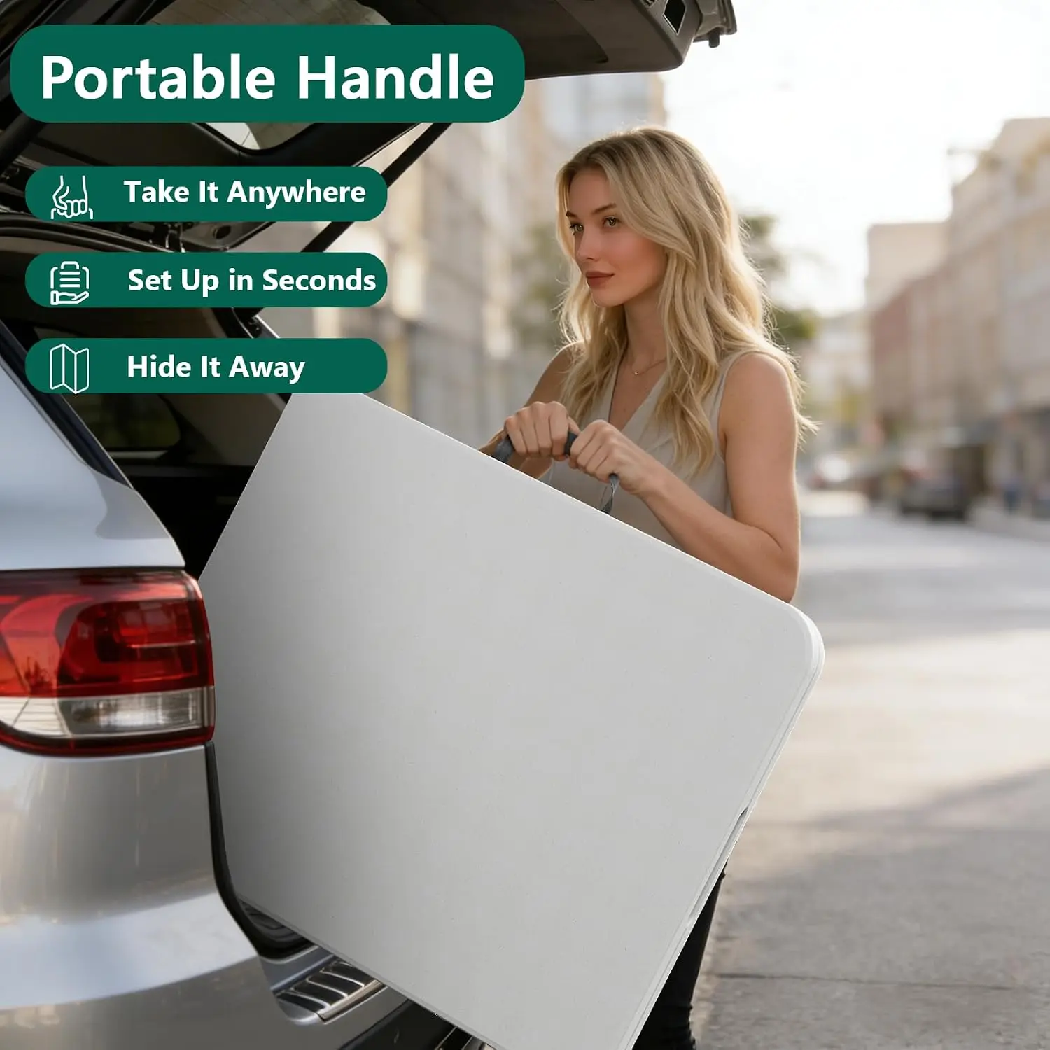Mesa Plegable de 6 Pies, Paquete de 2/4, Mesa de Plástico Resistente con Asa de Transporte, Plegable por la Mitad con Patas de Acero, Portátil para Fiestas, Bodas, Banquetes, Camping y Picnics, Interior y Exterior, Blanca.