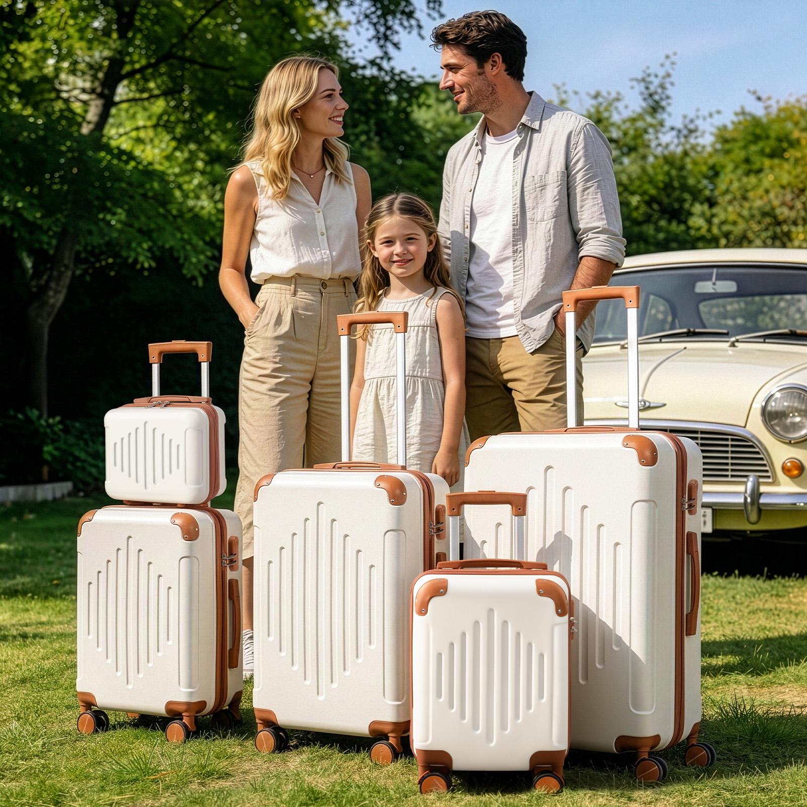 【Stock Up】Ubesgoo 5-Piece Hardside Luggage Set, ABS Plastic Lightweight High-Capacity Suitcases with TSA Lock, Double Spinner Wheels & Ergonomic Handle, Airline Approved for International Travel & Business