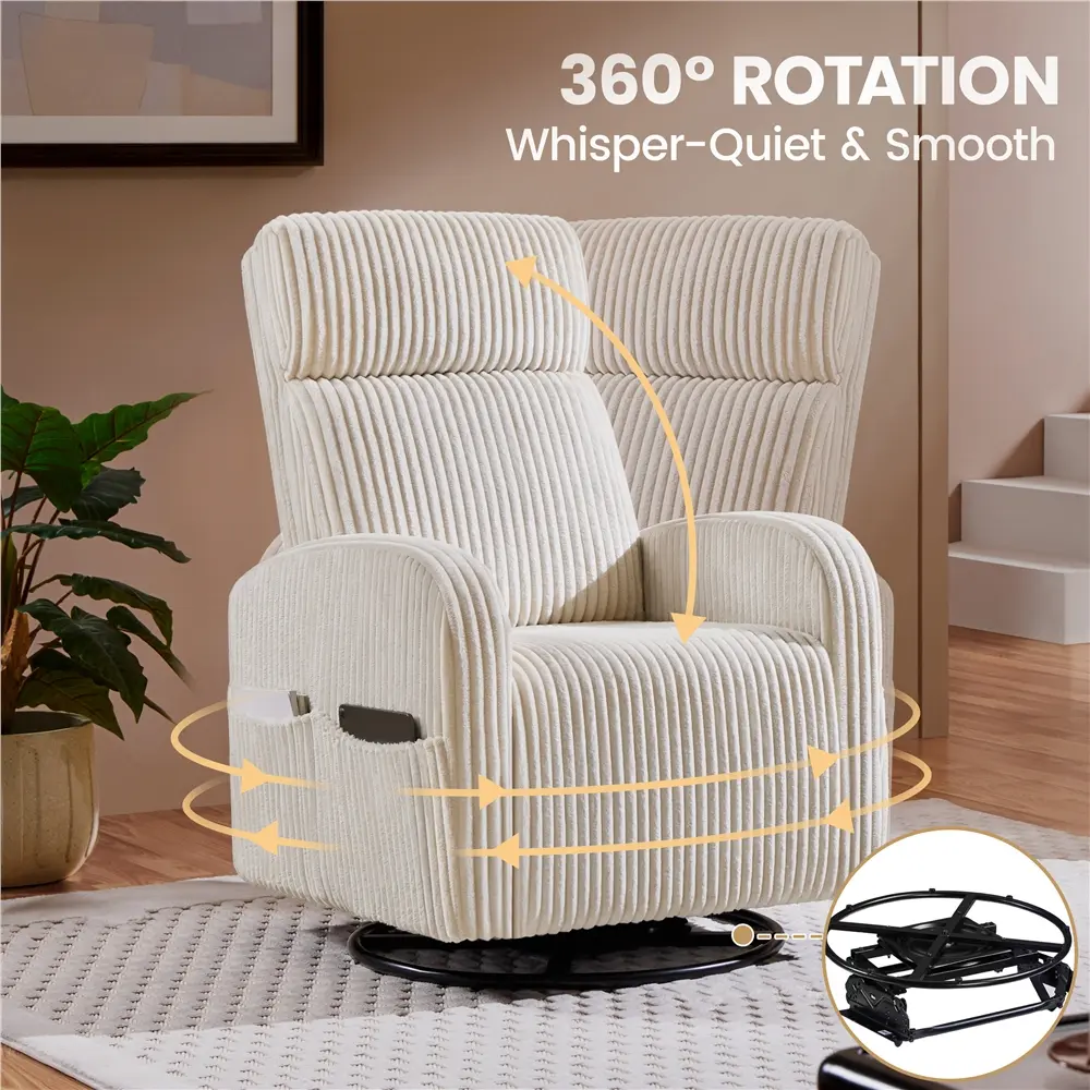 Sillón mecedor y giratorio de pana para guardería Yaheetech