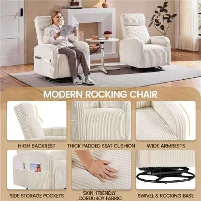 Sillón mecedor y giratorio de pana para guardería Yaheetech