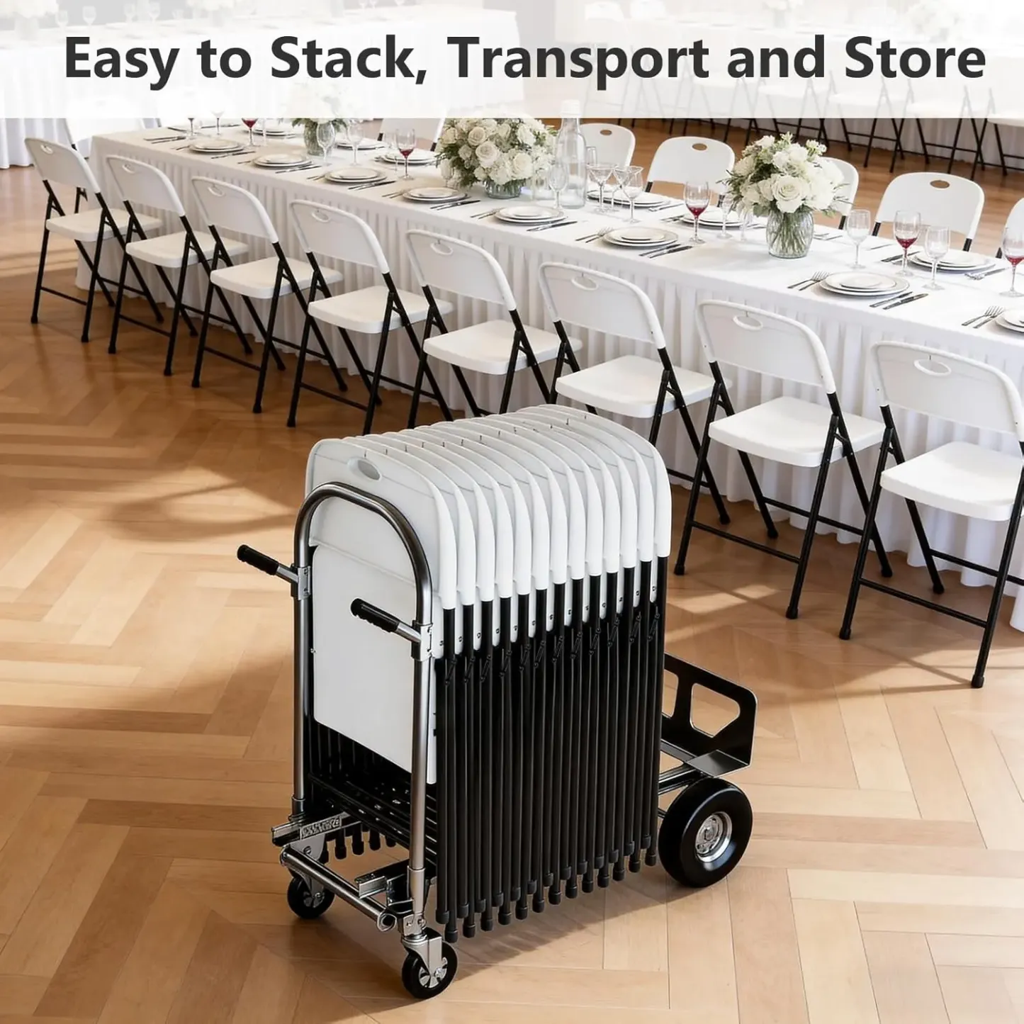 Silla plegable de plástico para trabajo pesado, blanco, 350 lbs