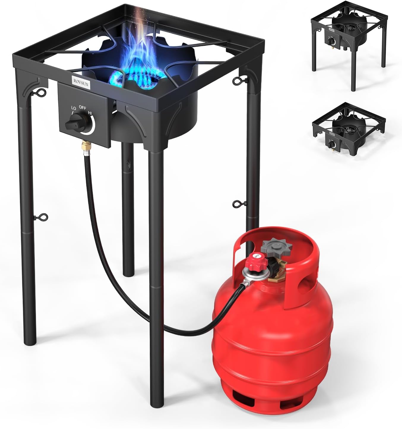 ROVSUN 1/2/3/4 Burner Propane Gas Stove,75000-225000 BTU High Pressure | CSA Regulator Included | Perfect for Camping, Turkey Frying, Home Brewing & More,TikTokShopBlackFriday