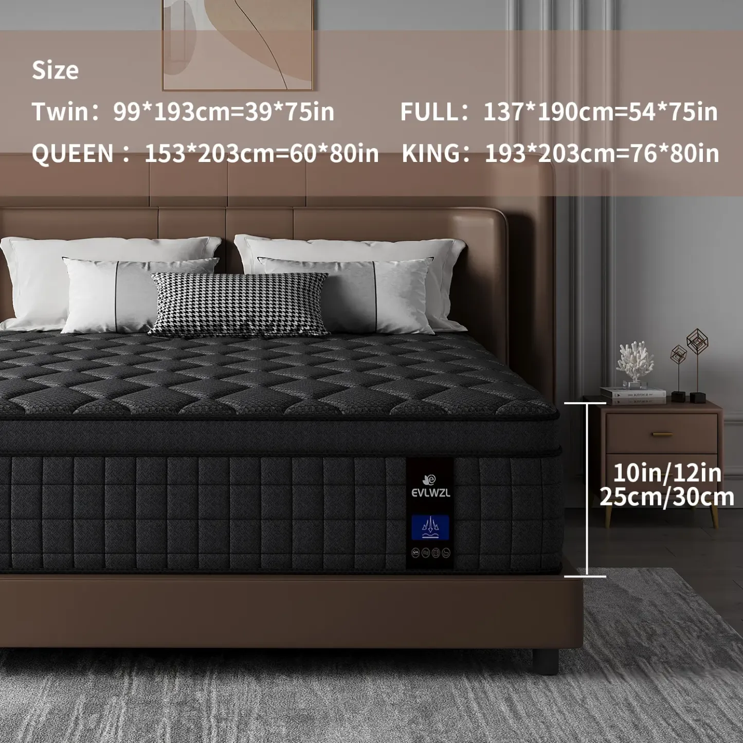 Medium Firm Hybrid Memory Foam Mattress, 8-14 Inch
