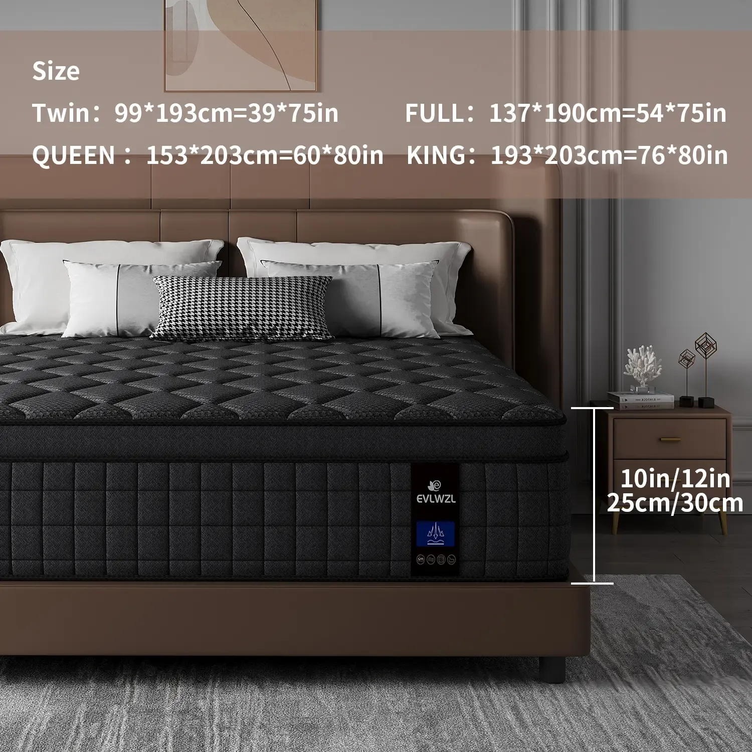 Medium Firm Hybrid Memory Foam Mattress, 8-14 Inch