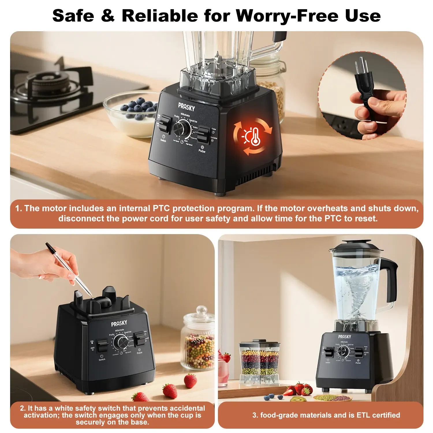 Prasky Professional Blender 68oz BPA Free - 2400W