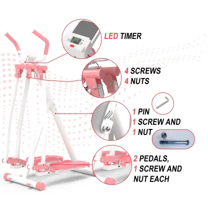 SpaceWalker: Equipo de Fitness Aeróbico Portátil y Unisex, Plegable y Ligero, Diseñado para Trabajar Glúteos, Piernas y Abdominales, Fabricado en Acero al Carbono con Almohadillas de Goma Antideslizantes.