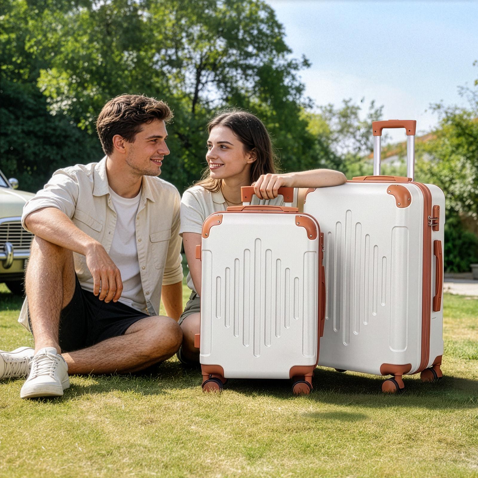 【Stock Up】Ubesgoo 5-Piece Hardside Luggage Set, ABS Plastic Lightweight High-Capacity Suitcases with TSA Lock, Double Spinner Wheels & Ergonomic Handle, Airline Approved for International Travel & Business