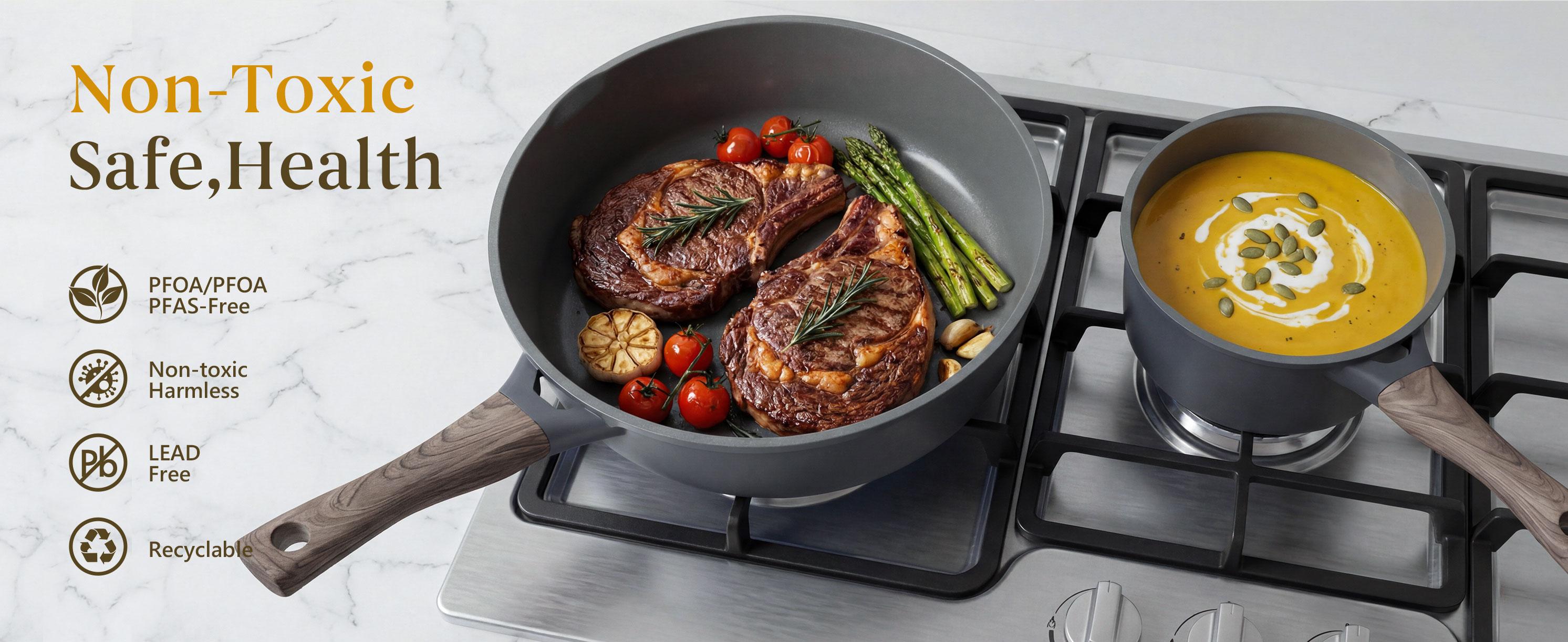 USELUCK 22-Piece Non-Stick Ceramic Pots and Pans Set, Non-Toxic PFOA/PFOS-Free Cream White Granite Stovetop Cookware with Glass Lids, Induction-Compatible Set Including Crepe Frying Pan, Non-Stick Cookware Sets,home essentials