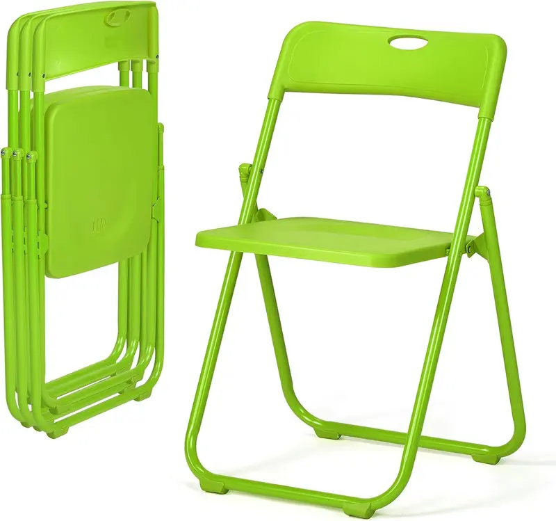 Juego de 10 sillas plegables de plástico ligero (capacidad de 300 libras) con estructura metálica reforzada; fáciles de plegar y almacenar, aptas para uso en interiores y exteriores (bodas, fiestas, salas de reuniones, patios y jardines). Disponibles en s