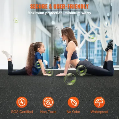 25 alfombrillas de gimnasio de 1/2 pulgada de grosor, 24" x 24", de espuma EVA y goma, entrelazables, con cobertura de 100 pies cuadrados, suelo tipo puzle impermeable para gimnasio, hogar, garaje y sótano.