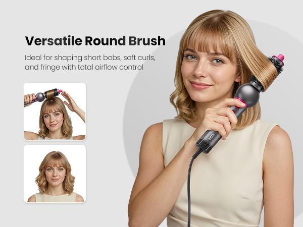 7-in-1 High-Speed Negative Ion Hot Air Styler & Blow Dryer Brush Set - Detachable Heads, Automatic Curler for Curly Hair, Straightening, Volumizing, Anti-Frizz, US Plug, Holiday Gift for All Hair Types