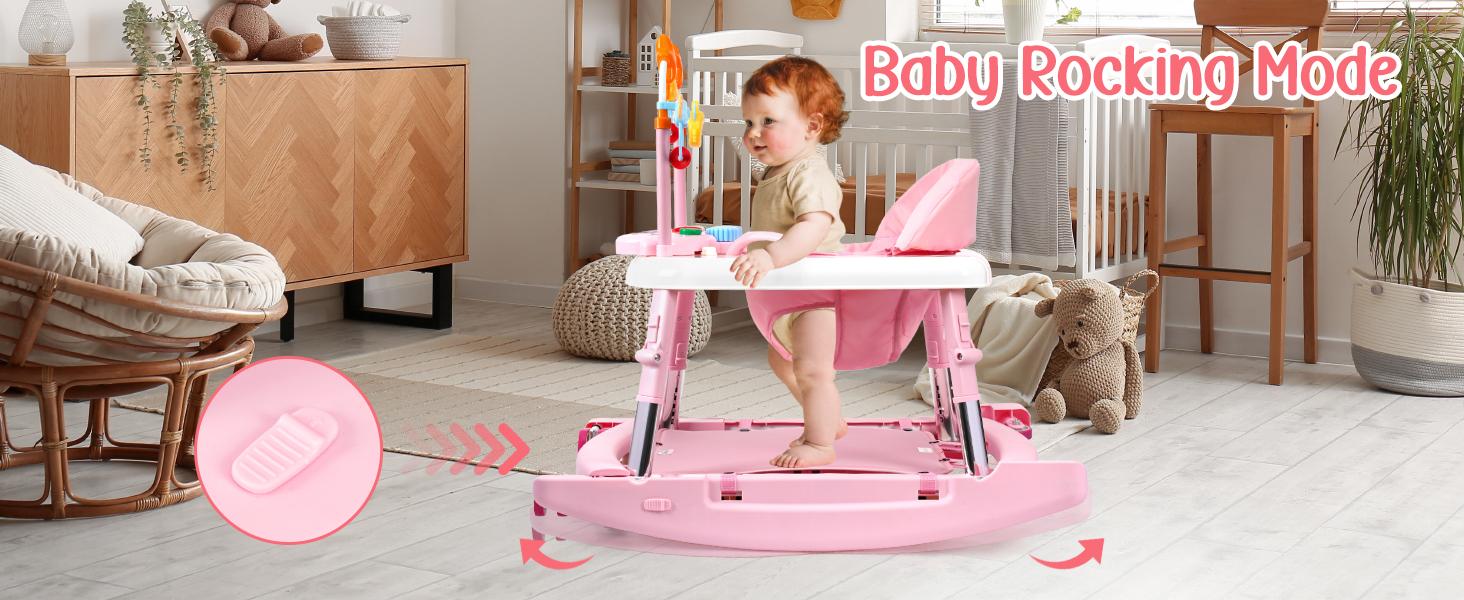 Unisex Plastic Baby Walker for 6-18 Months Infants, 5-in-1 Safety Tested Foldable Walker with 5 Adjustable Heights, Bouncer, Music, Feeding Tray, Removable Footrest, Portable Smart Activity Stepper for Boys & Girls,sohochic, Multi-Mode