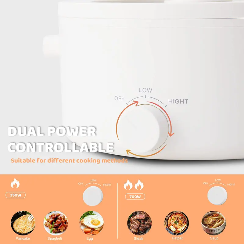 Olla eléctrica portátil de 2 L con revestimiento cerámico antiadherente, multifuncional, calentamiento rápido y protección contra sobrecalentamiento, ideal para ramen, pasta y fondue.