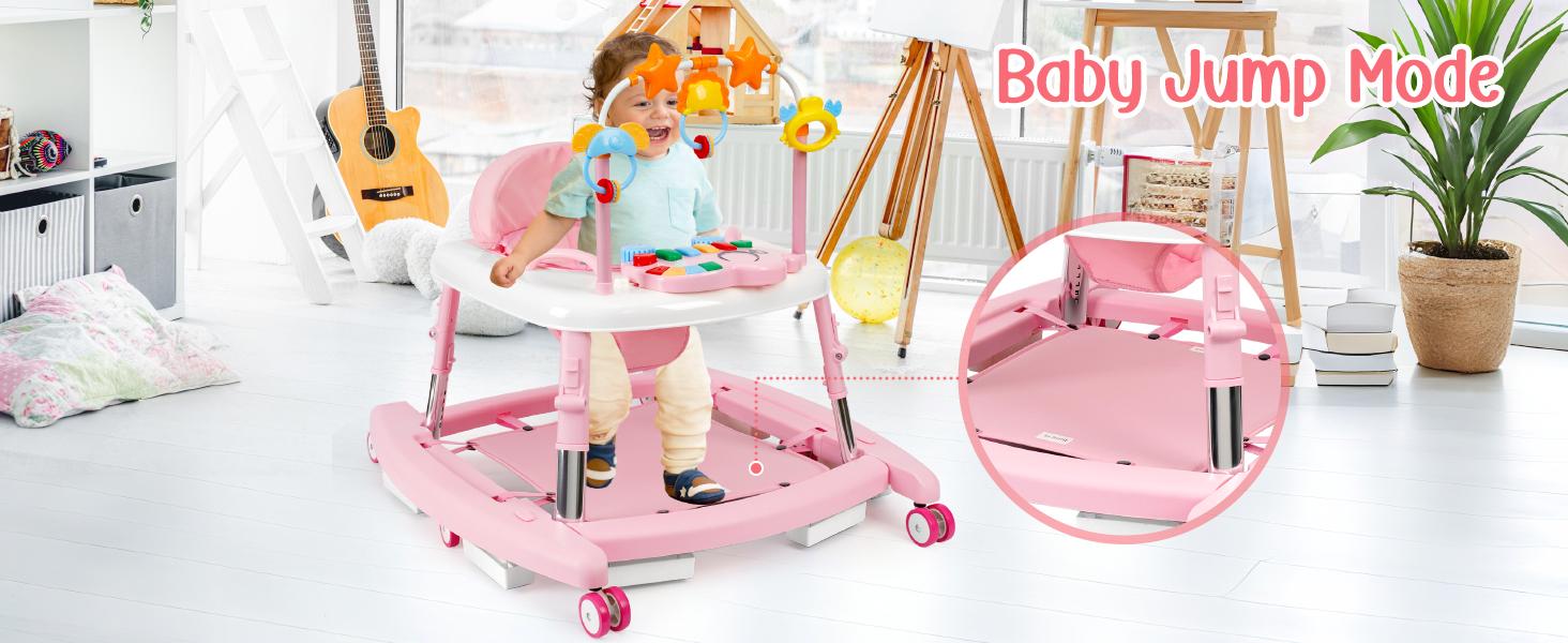 Unisex Plastic Baby Walker for 6-18 Months Infants, 5-in-1 Safety Tested Foldable Walker with 5 Adjustable Heights, Bouncer, Music, Feeding Tray, Removable Footrest, Portable Smart Activity Stepper for Boys & Girls,sohochic, Multi-Mode